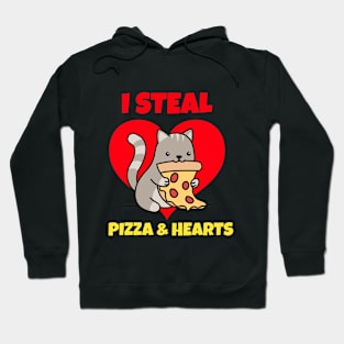 I Steal Hearts Pizza Valentine Cat Pet Lover Hoodie